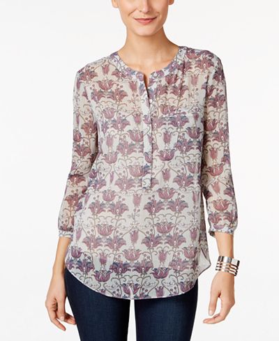 NYDJ Printed Bishop-Sleeve Top