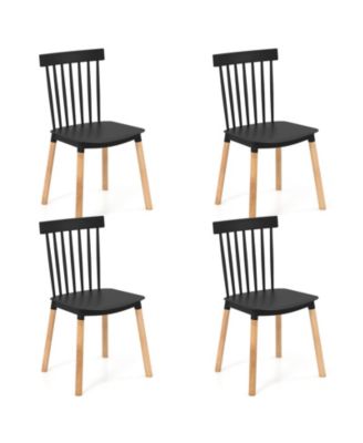 Set of 4 Windsor Dining Chairs with Spindle Backs and Curved Seats