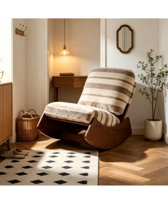 Comfortable Glider Rocking Chair with Solid Wood Frame and Upholstery