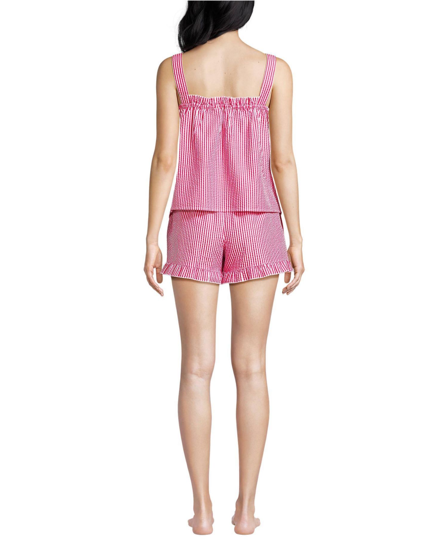 Women's Seersucker 2 Piece Pajama Set - Tank and Shorts