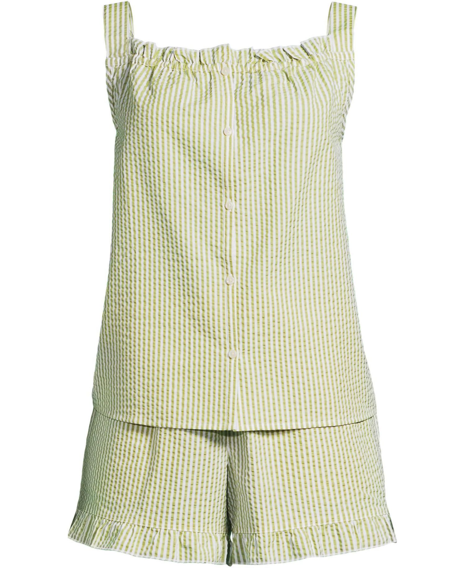 Plus Size Seersucker 2 Piece Pajama Set - Tank and Shorts