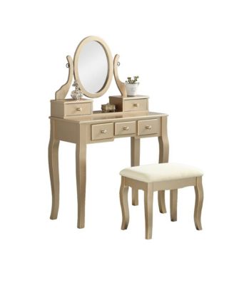 Ashley Wood Makeup Vanity Table and Stool Set