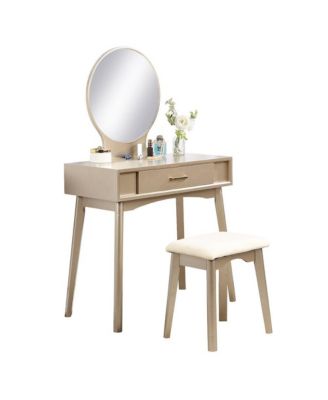 Maly Contemporary Wood Vanity and Stool Set