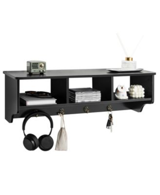 Wall Mount Cubby Organizer Hooks Entryway Storage Shelf