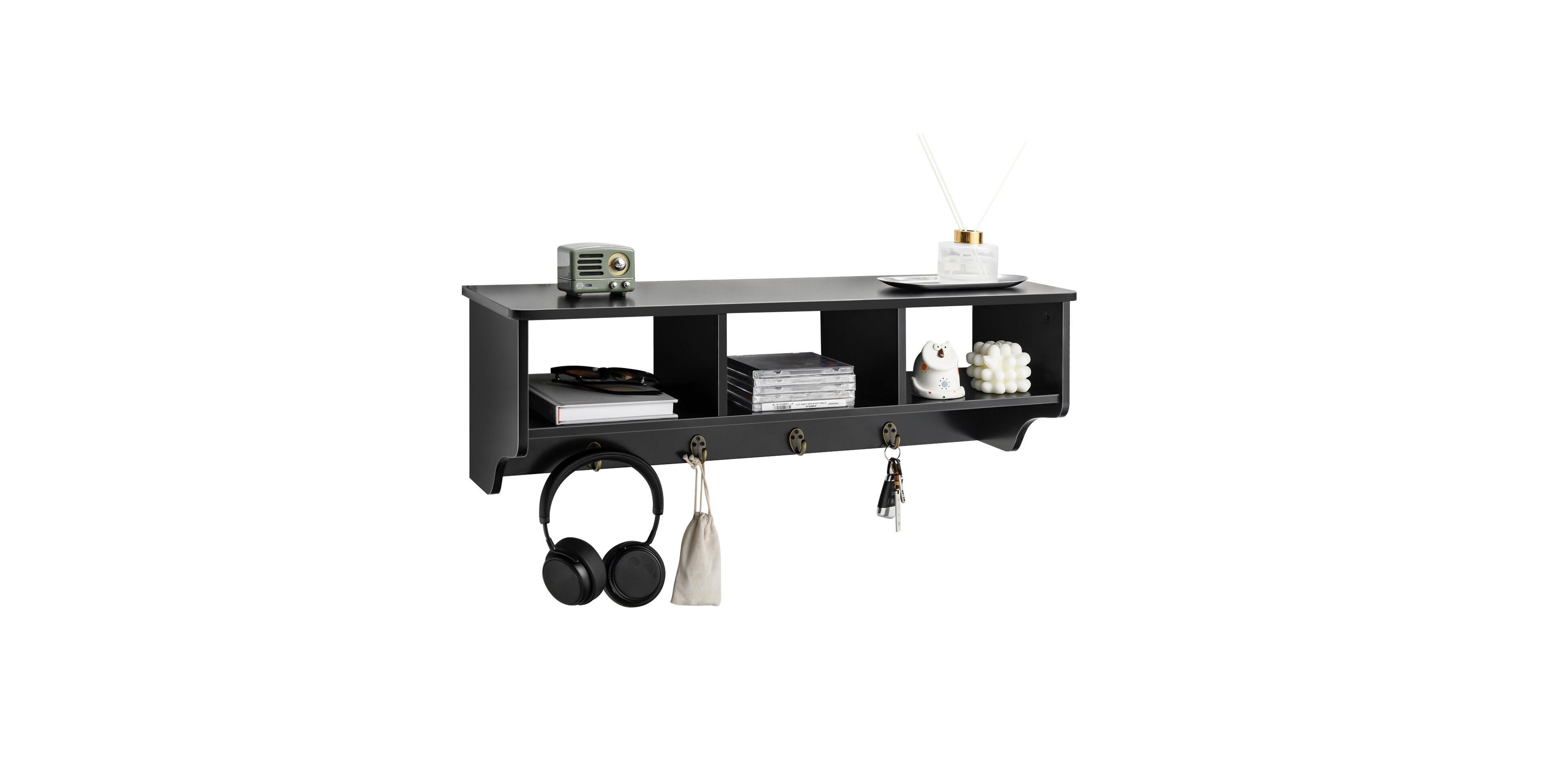 Mecale Wall Mount Cubby Organizer Hooks Entryway Storage Shelf