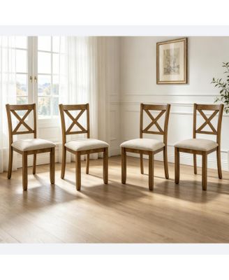 Wooden Dining Chairs Set of 4, Padded Seat