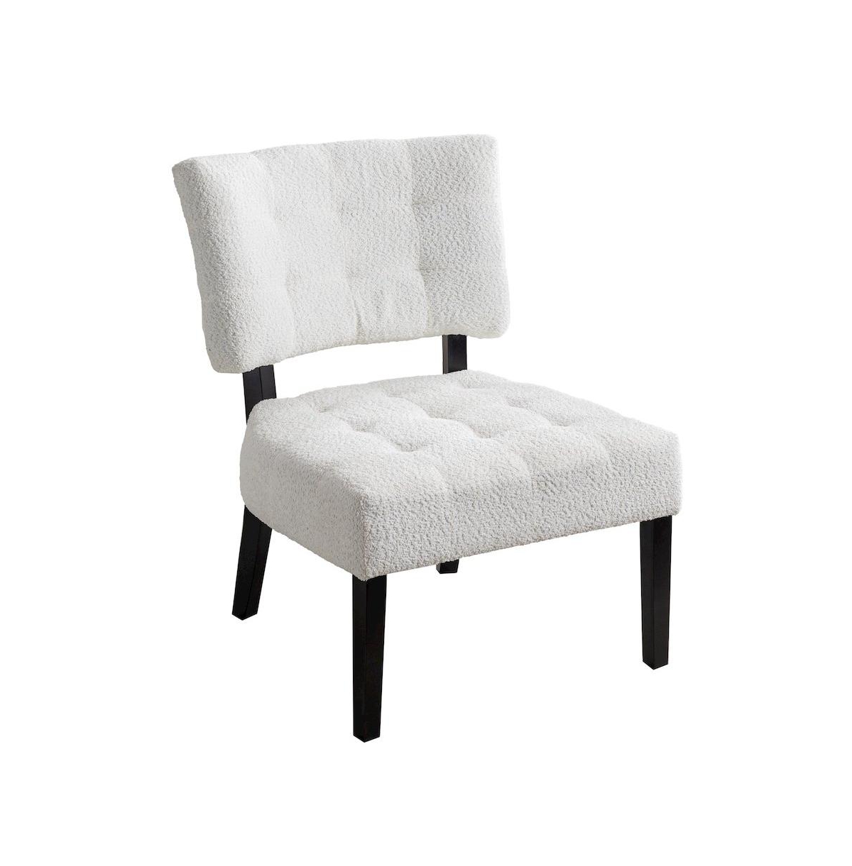 Roundhill Furniture Movile Boucle Tufted Accent Chair with Oversized Seating - White
