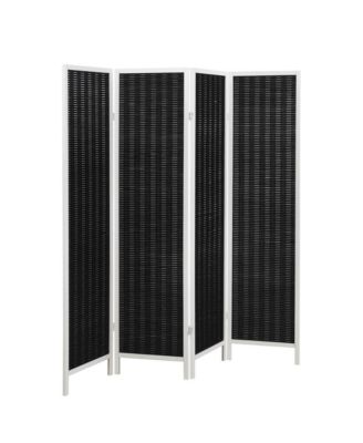 Inkwell 4-Panel Bamboo Room Divider, Folding Screen