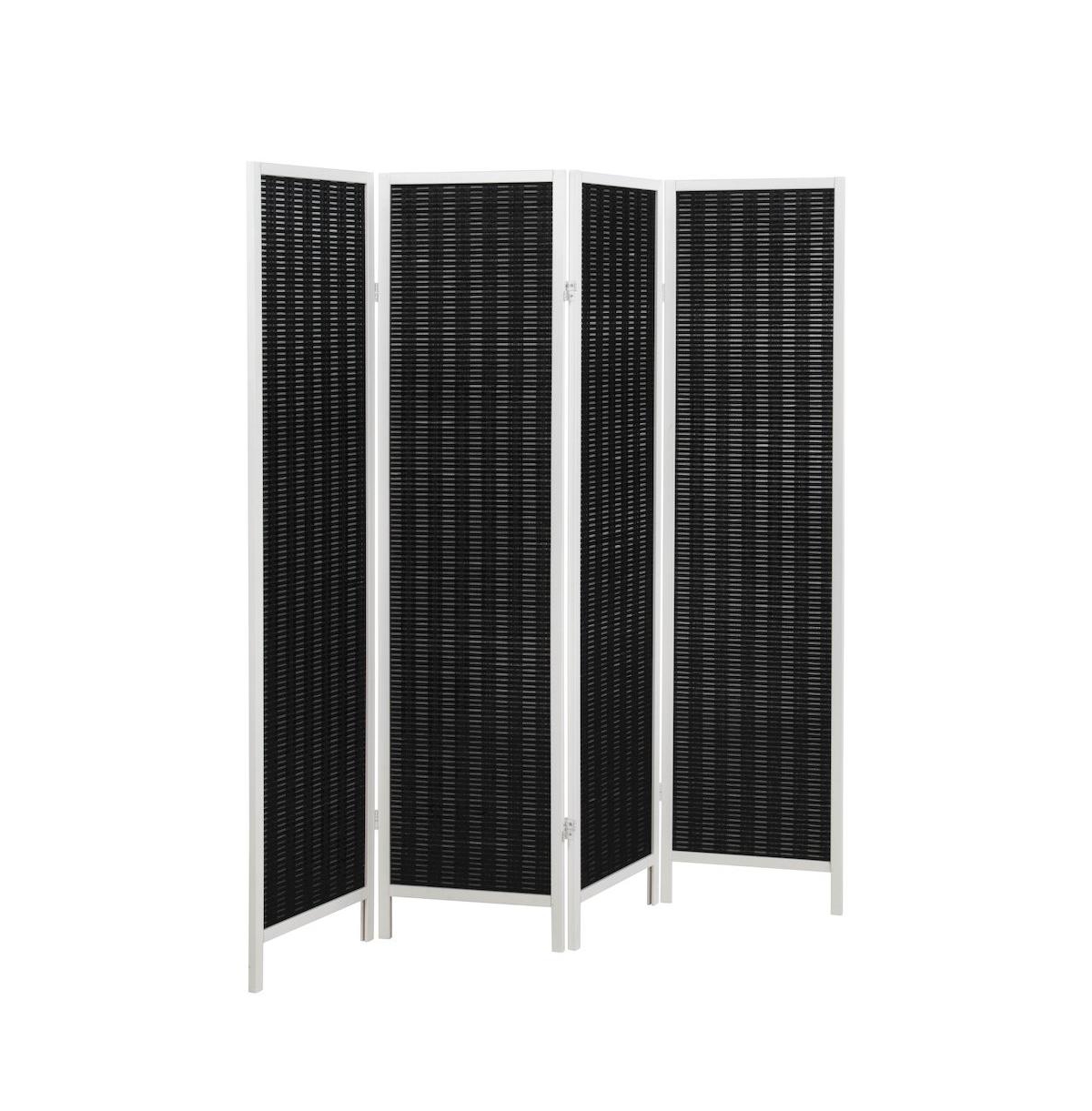 Roundhill Furniture Inkwell 4-Panel Bamboo Room Divider, Folding Screen