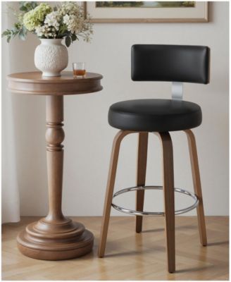29" Mid-Century Swivel Bar Height Stools, Faux Leather Kitchen Stools