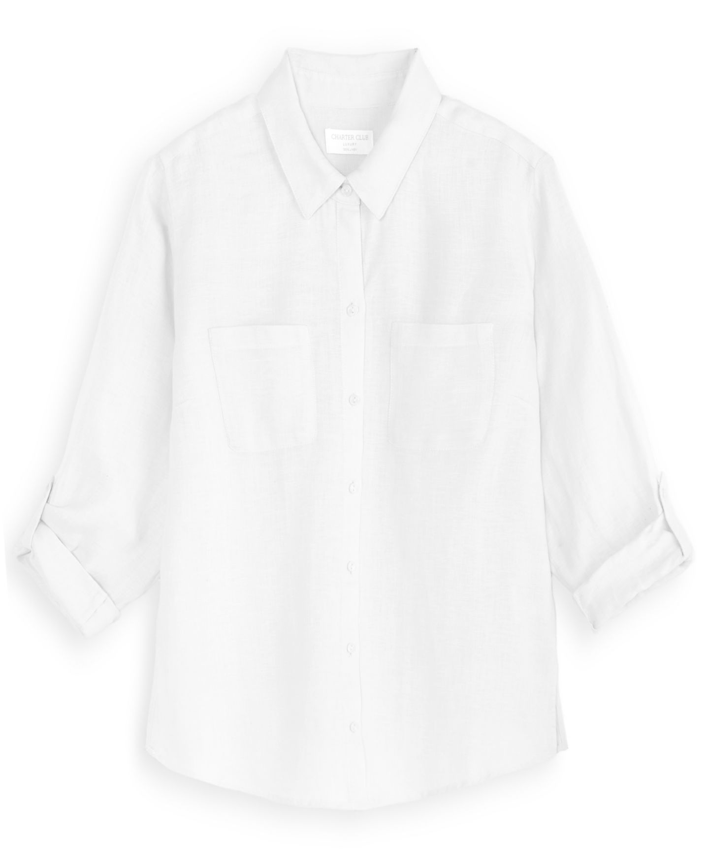 Женская рубашка Charter Club Petite Linen 3/4-Sleeve Roll-Tab, цвет: Яркий белый — фото 5