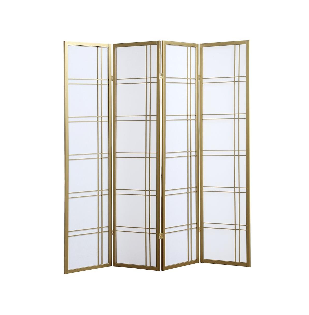Roundhill Furniture Seto 4-Panel Golden Room Divider Screen