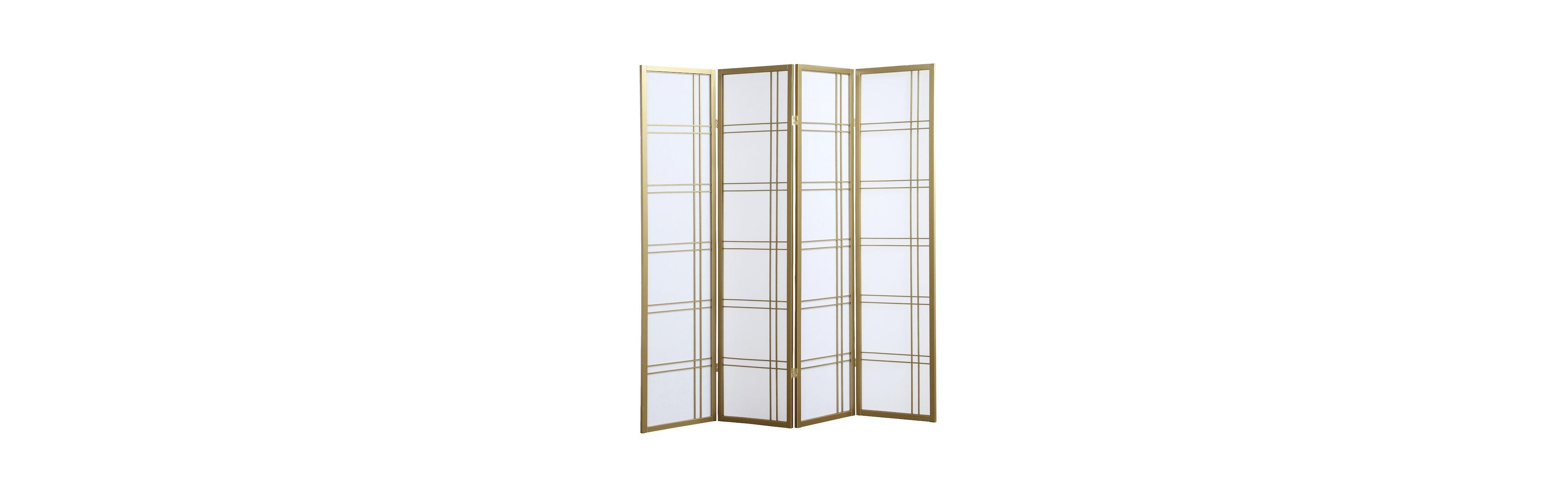 Roundhill Furniture Seto 4-Panel Golden Room Divider Screen