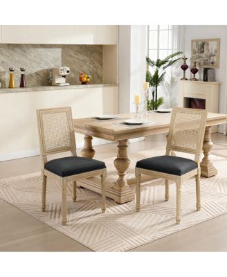 French Country Rattan Dining Chairs, Set of 2