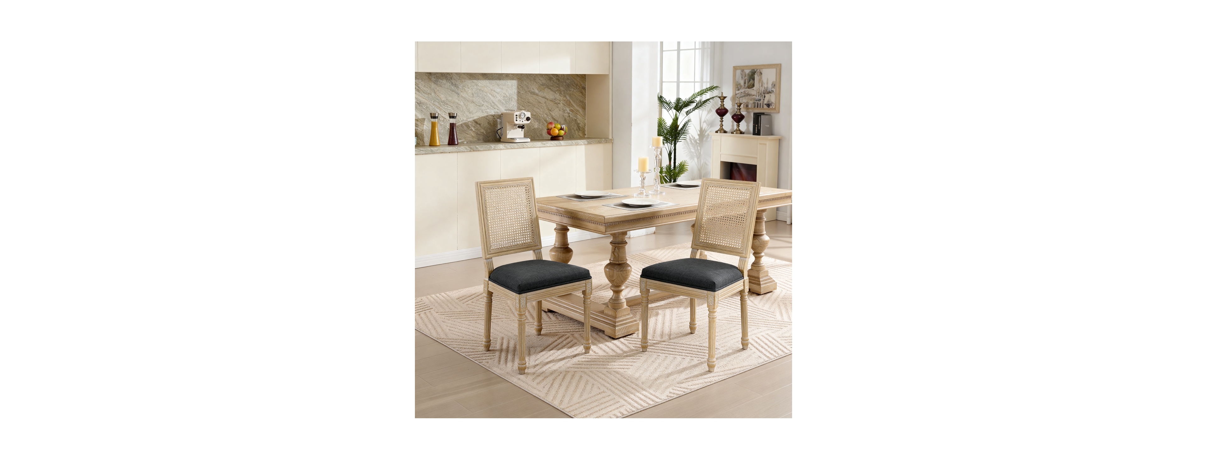 Streamdale Furniture French Country Rattan Dining Chairs, Set of 2