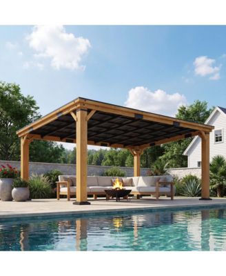 Cedar Wood Gazebo with Sloped Steel Hardtop