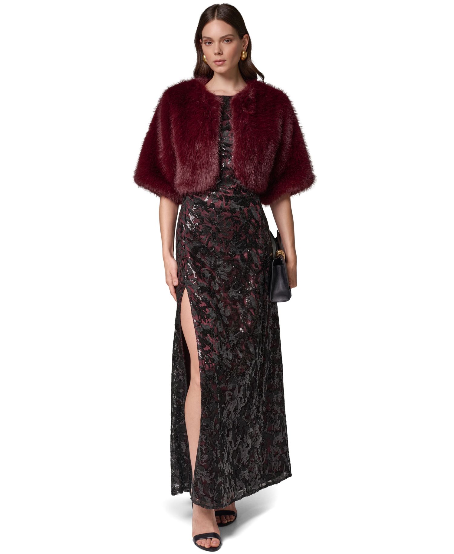 Women's Faux Fur Cropped Open-Front Shrug
