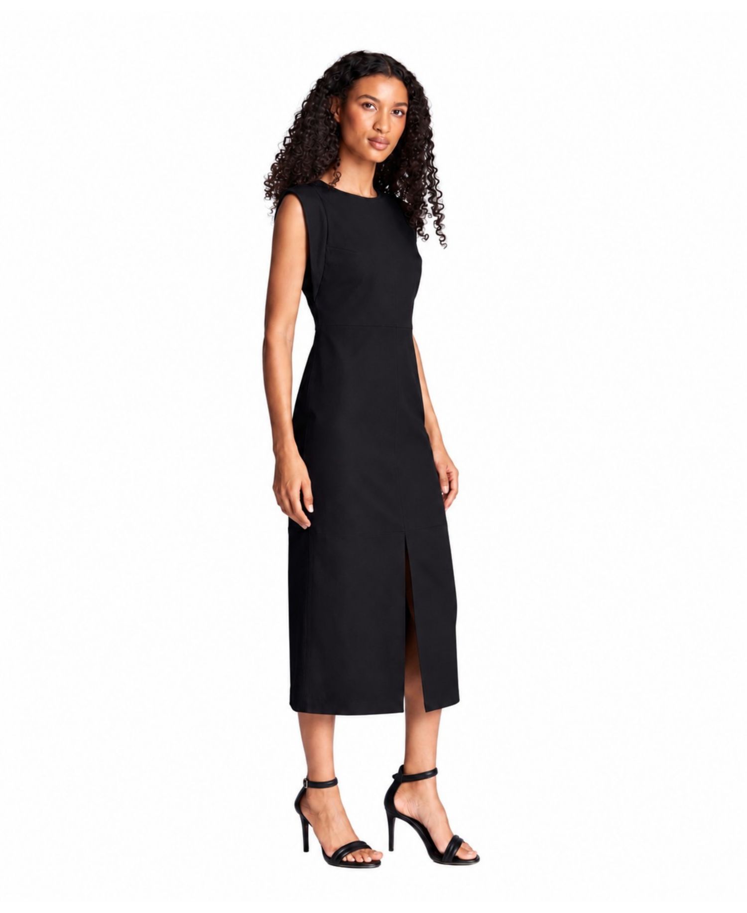 Women's Faux Leather Midi Sheath Dress