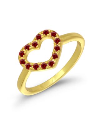 Gold-Tone Red Cubic Zirconia Heart Pave Pinky Ring