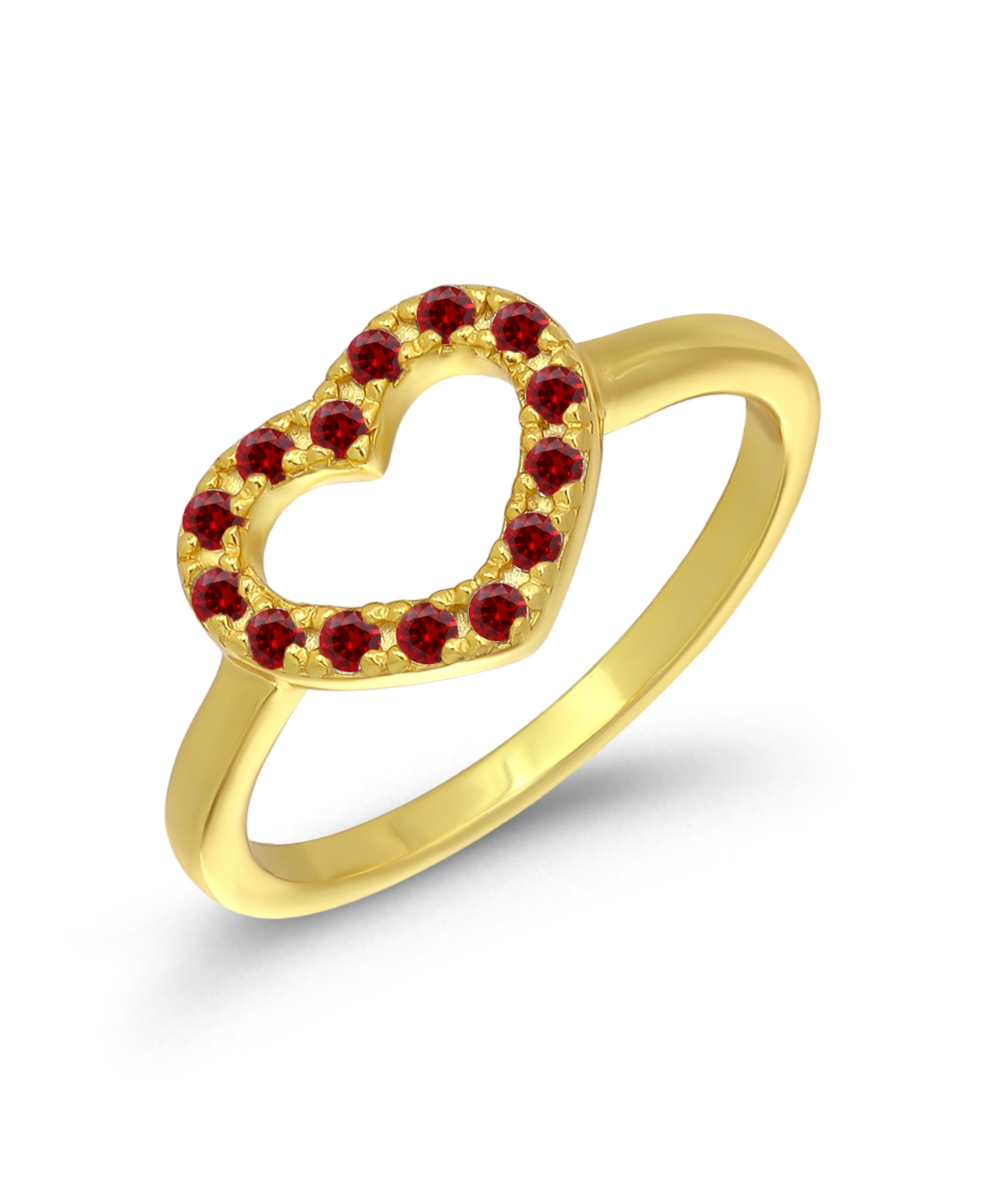 Macy's Gold-Tone Red Cubic Zirconia Heart Pave Ring