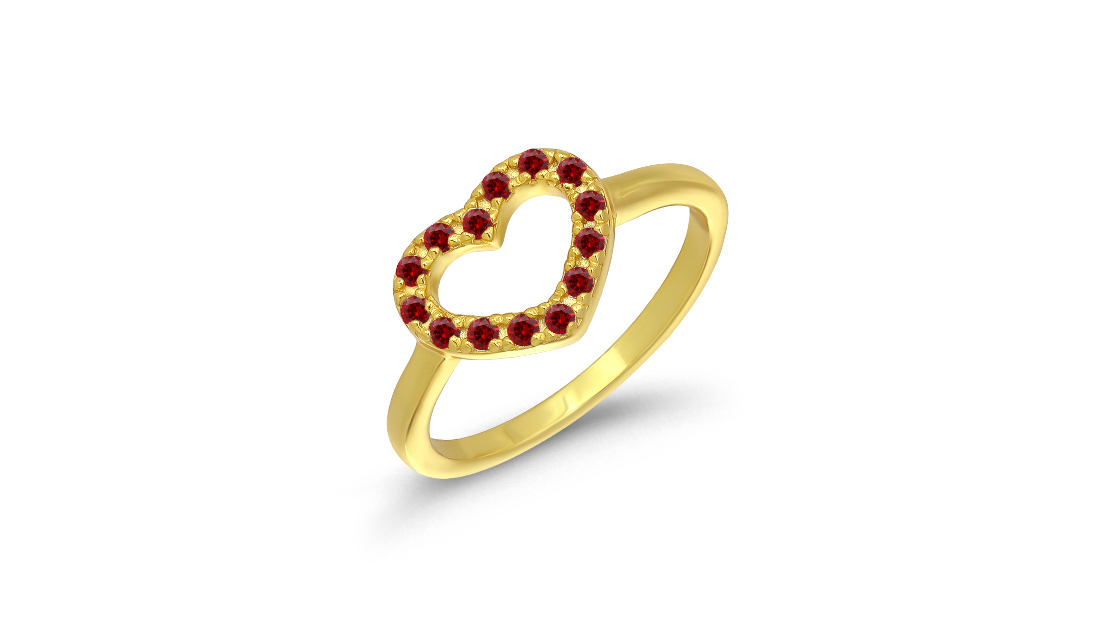 Macy's Gold-Tone Red Cubic Zirconia Heart Pave Ring
