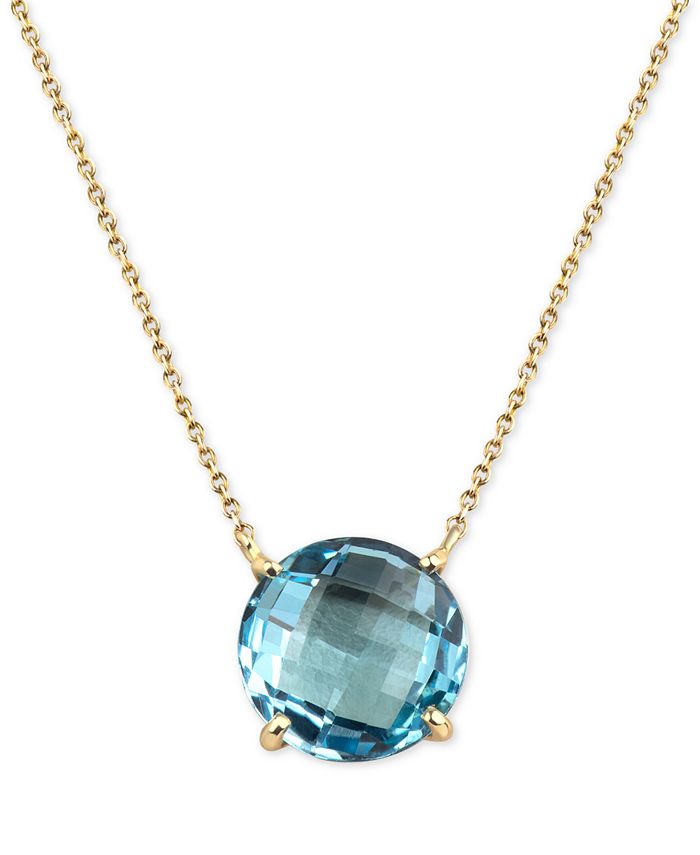 Macy's Blue Topaz Pendant Necklace (8 ct. t.w.) in 14k Gold - Macy's