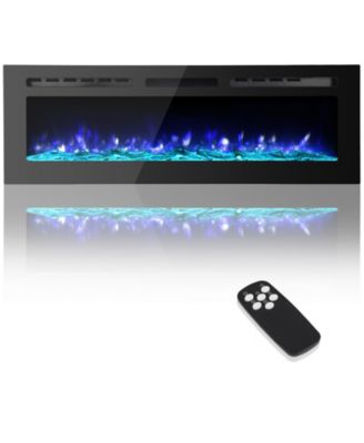 60" Wall-Mounted or Recessed Electric Fireplace, 1500W Heater, 12-Color Flames, Log and Crystal Effects, Touch/Remote Control, cETL/FCC