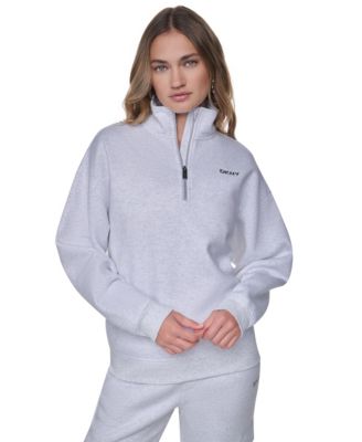 Women's Quarter Zip Metallic Bubble Logo Mock Neck Sweatshirt
