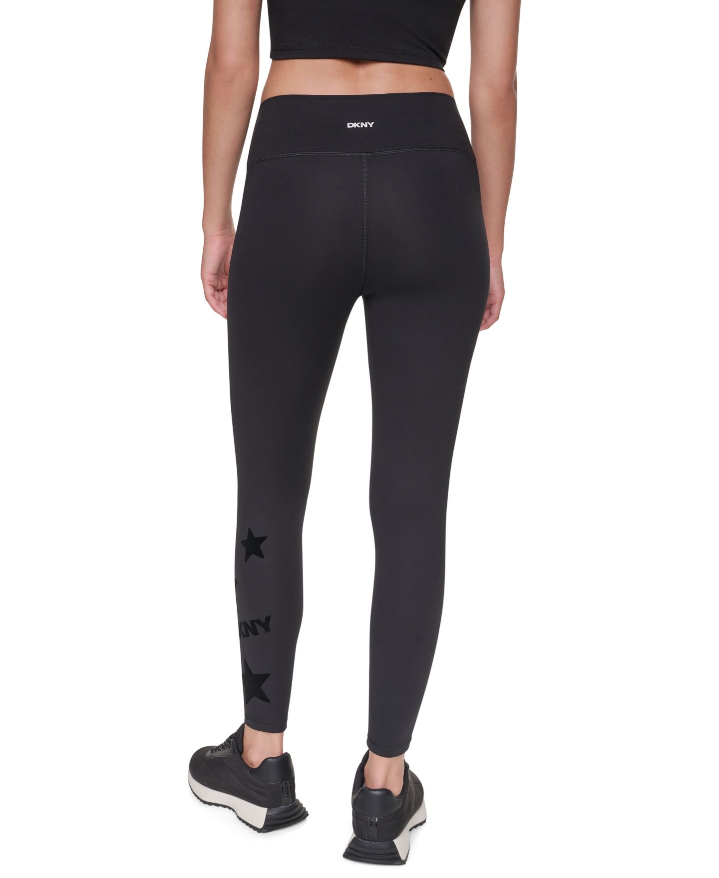 Женские леггинсы DKNY Sport Star Flocking High-Waist 7/8, цвет: Чёрный — фото 4