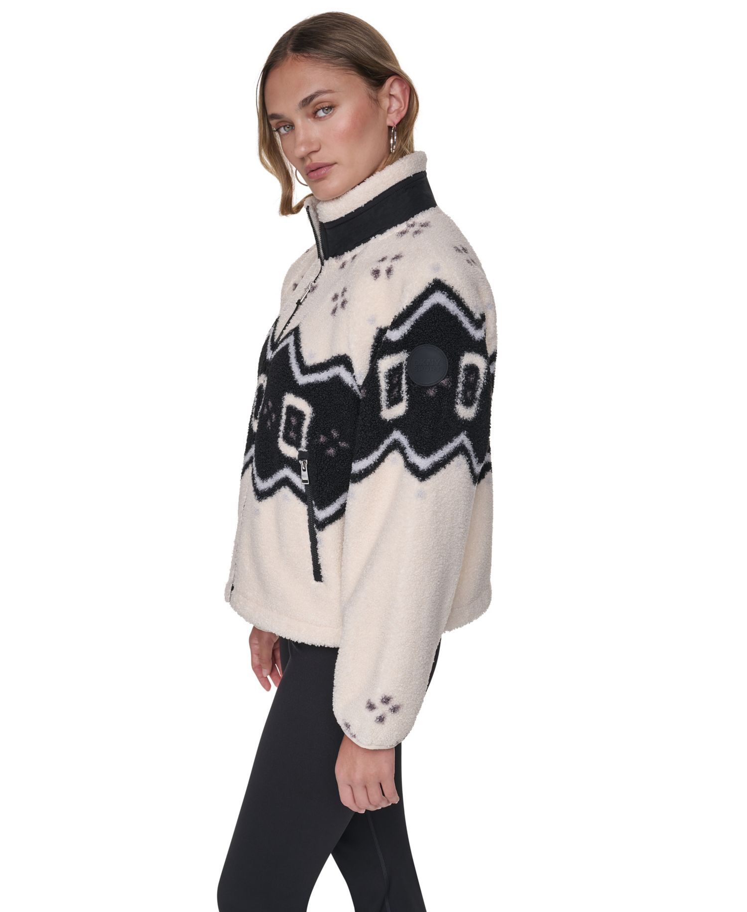 Women's Beacon Sherpa Placement-Print Mock Neck Jacket