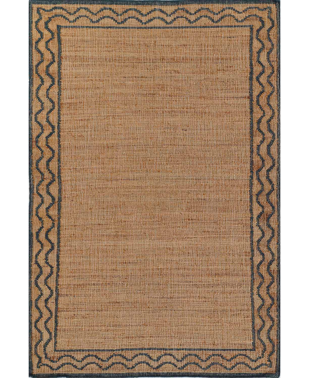 Fineas Coastal Beach Blue Patterned Jute Rug - 5'x8'
