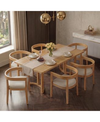 Streamdale 7-Piece Wood Dining Table Set with 6 Upholstered Chairs
