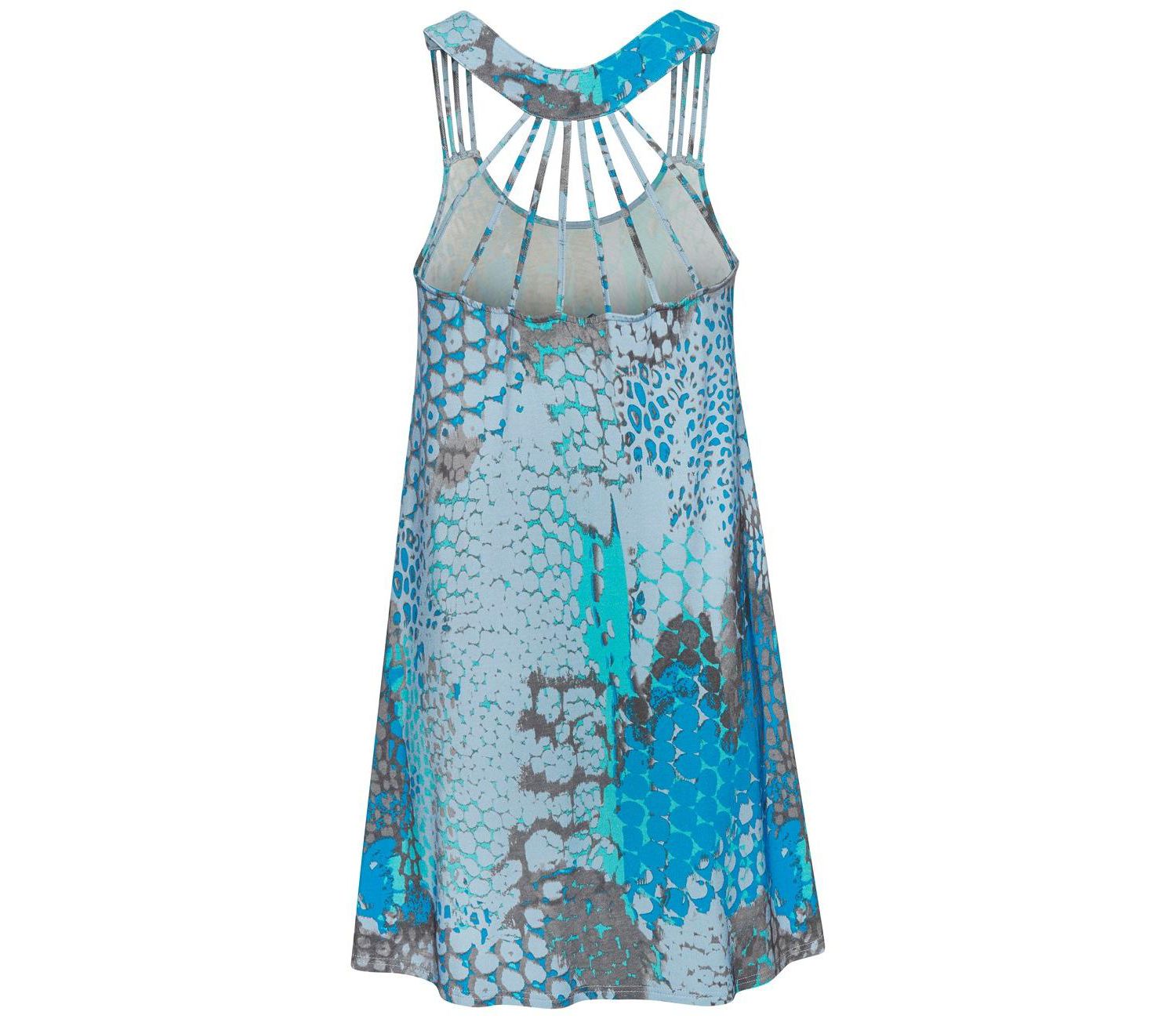Women's Viscose Printed Strappy Detail Racerback Scoop-Neck Short Dress
