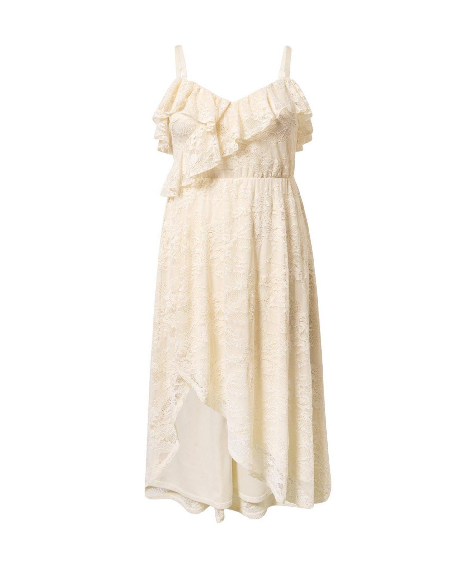 Plus Size Lace High-Low Ruffle Maxi Dress