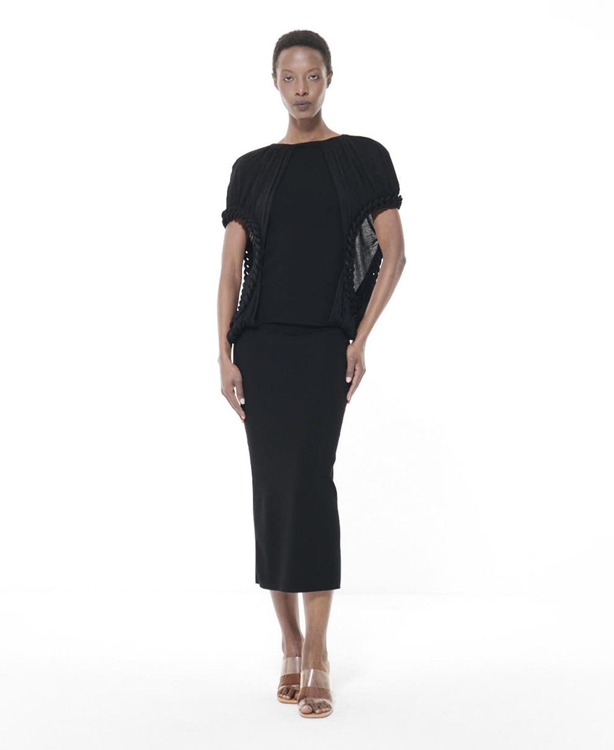 Leem Women's Knit Pencil Midi Skirt - Black