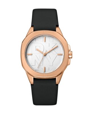Women's Logo Quartz Silver Leather Strap Watch, 34 mm