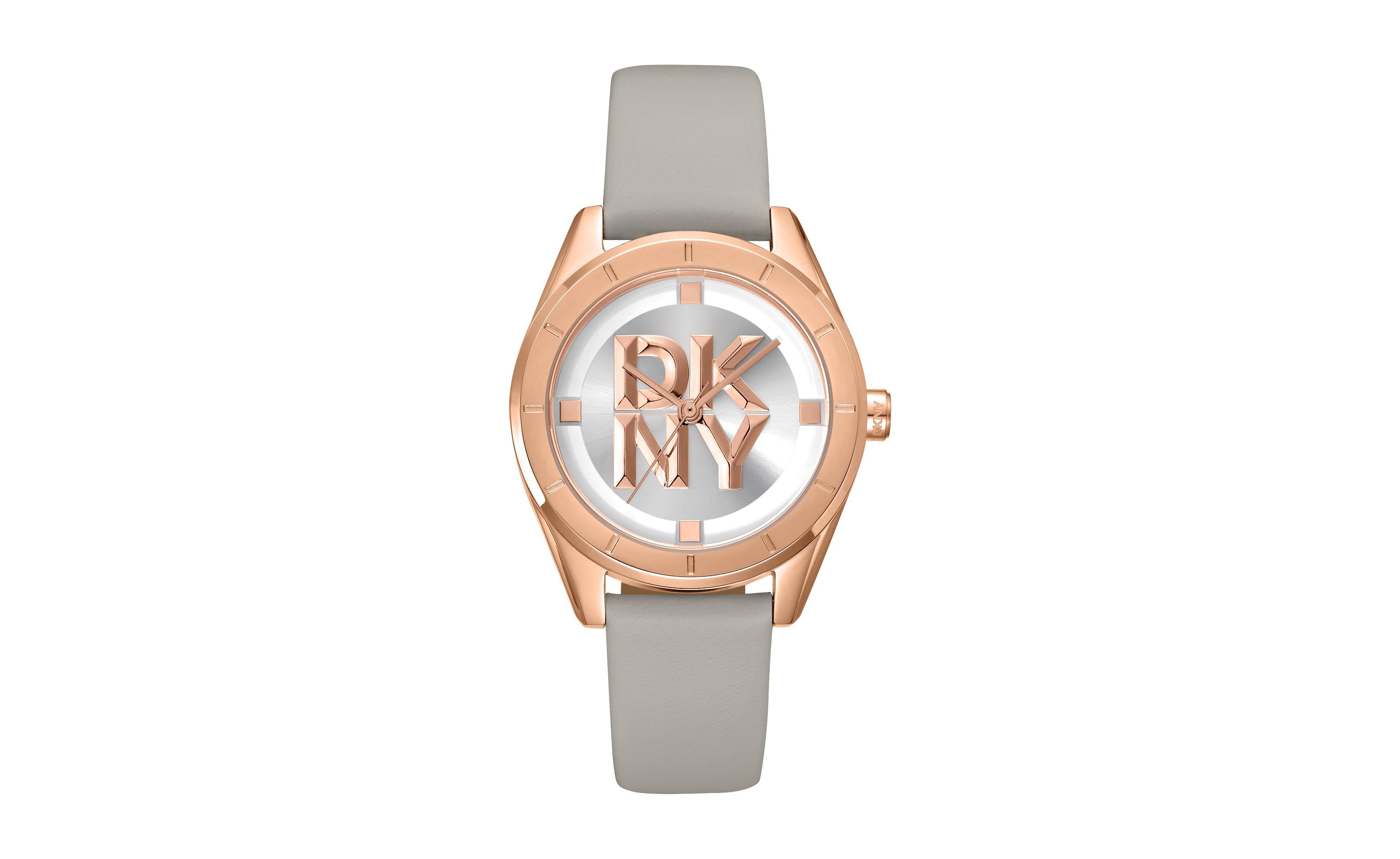 Dkny Women's Quartz Logo Leather Strap Watch, 34 mm