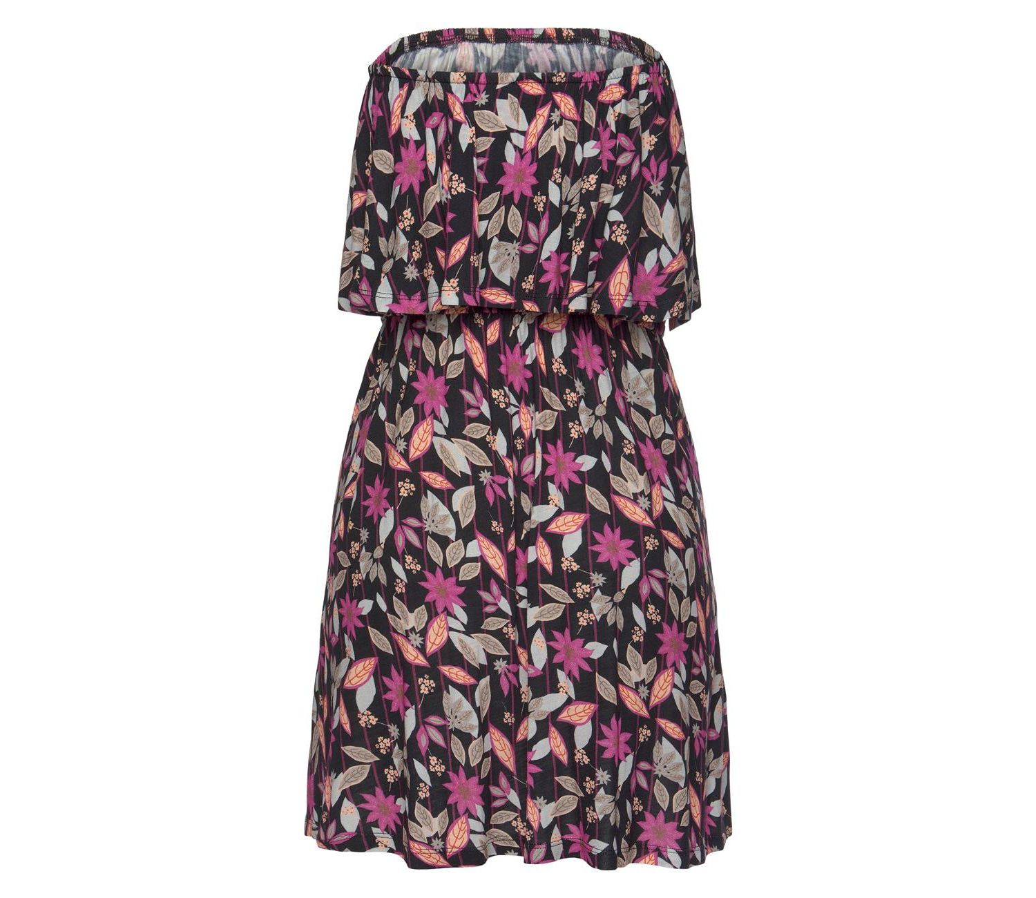 Women's Floral-Print Strapless Elastic-Waist Dress