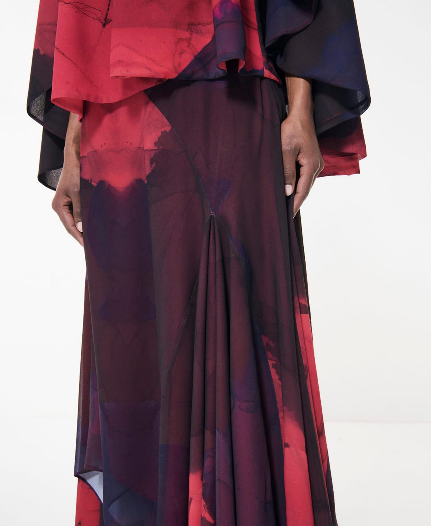 Women's Paneled Printed Asymmetric Hem Maxi Skirt