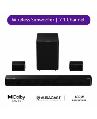 Poseidon M100 7.1ch Dolby Atmos Sound Bar System, 530W, Auracast, with 6.5" wireless subwoofer and two wireless surround speakers