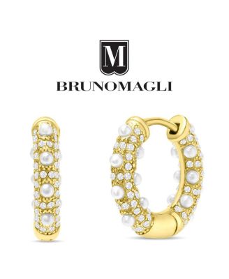 Faux Pearl Caterina Dangle Hoop Earrings