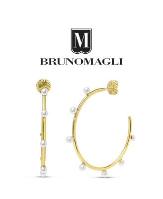 Women's Faux Pearl Dangle Hoop Earrings