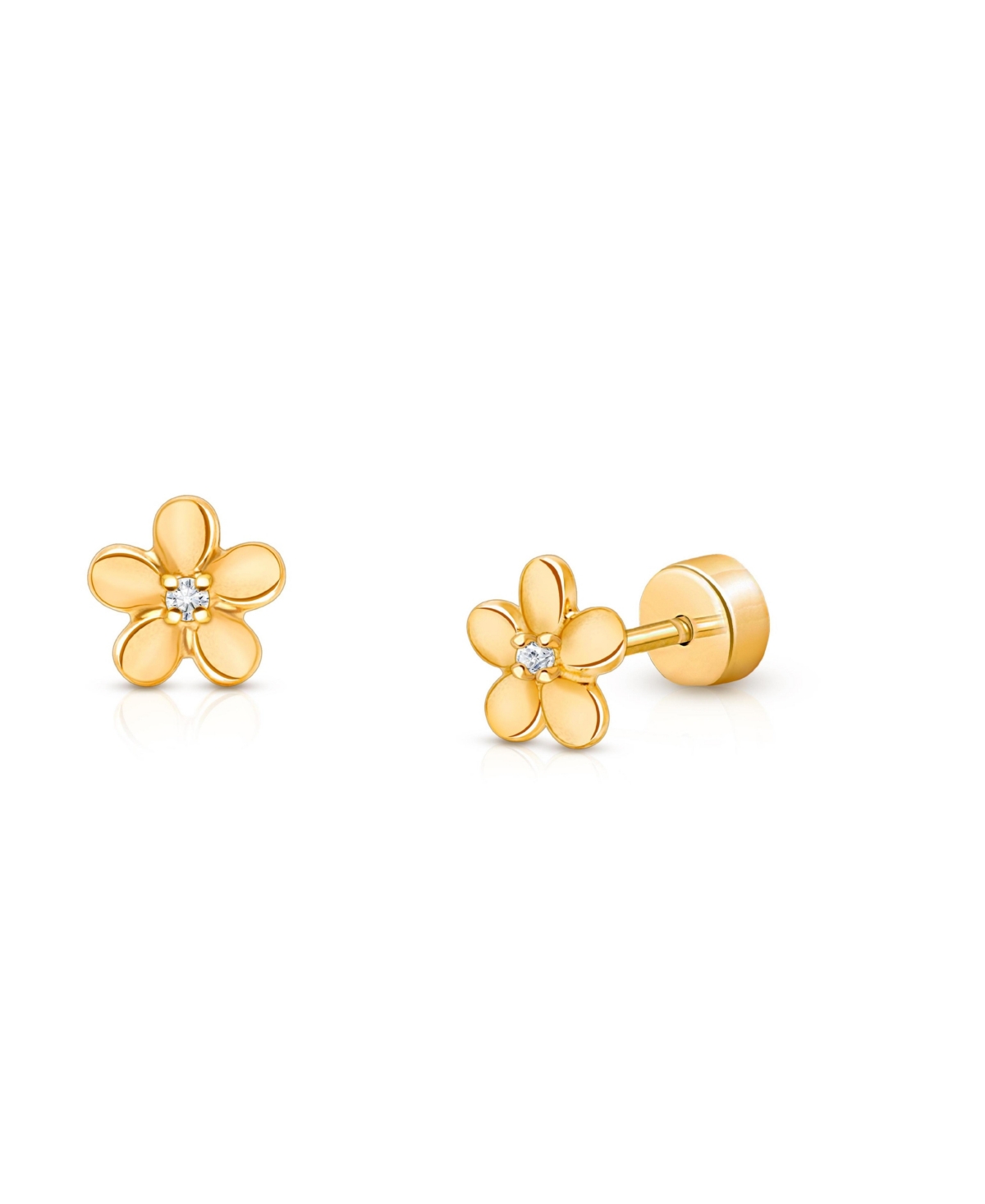 Tiny Blessings 14K Gold on Titanium Golden Petals Stud Screw Back Earrings