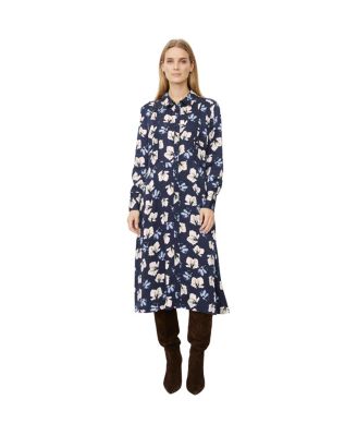 Women's Manolivienne Floral-Print Long-Sleeve Button-Front Midi Dress