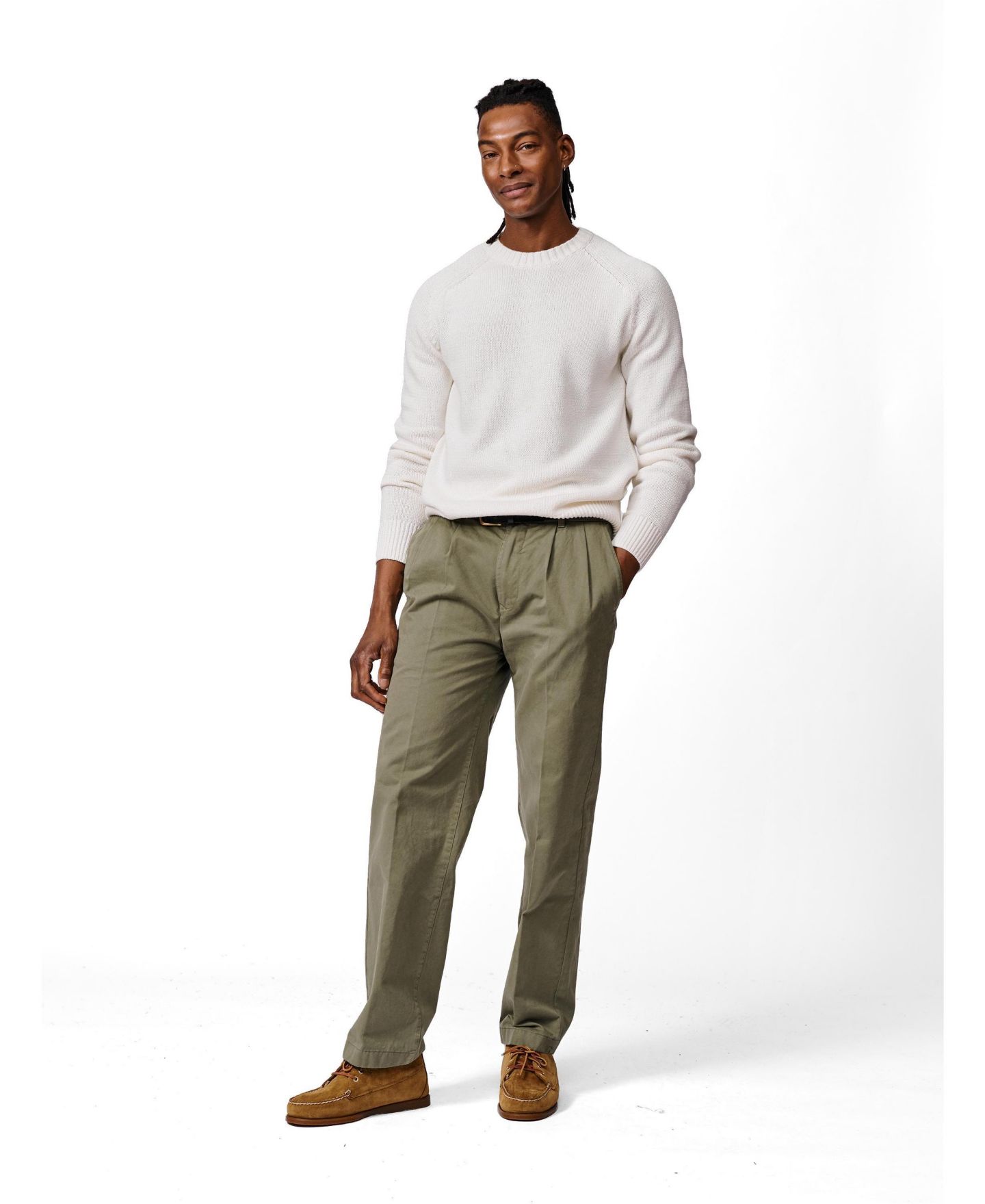 Мужской свитер Aubin Lacey Long-Sleeve Cotton-Linen Blend Regular-Fit, цвет: Экрю — фото 2