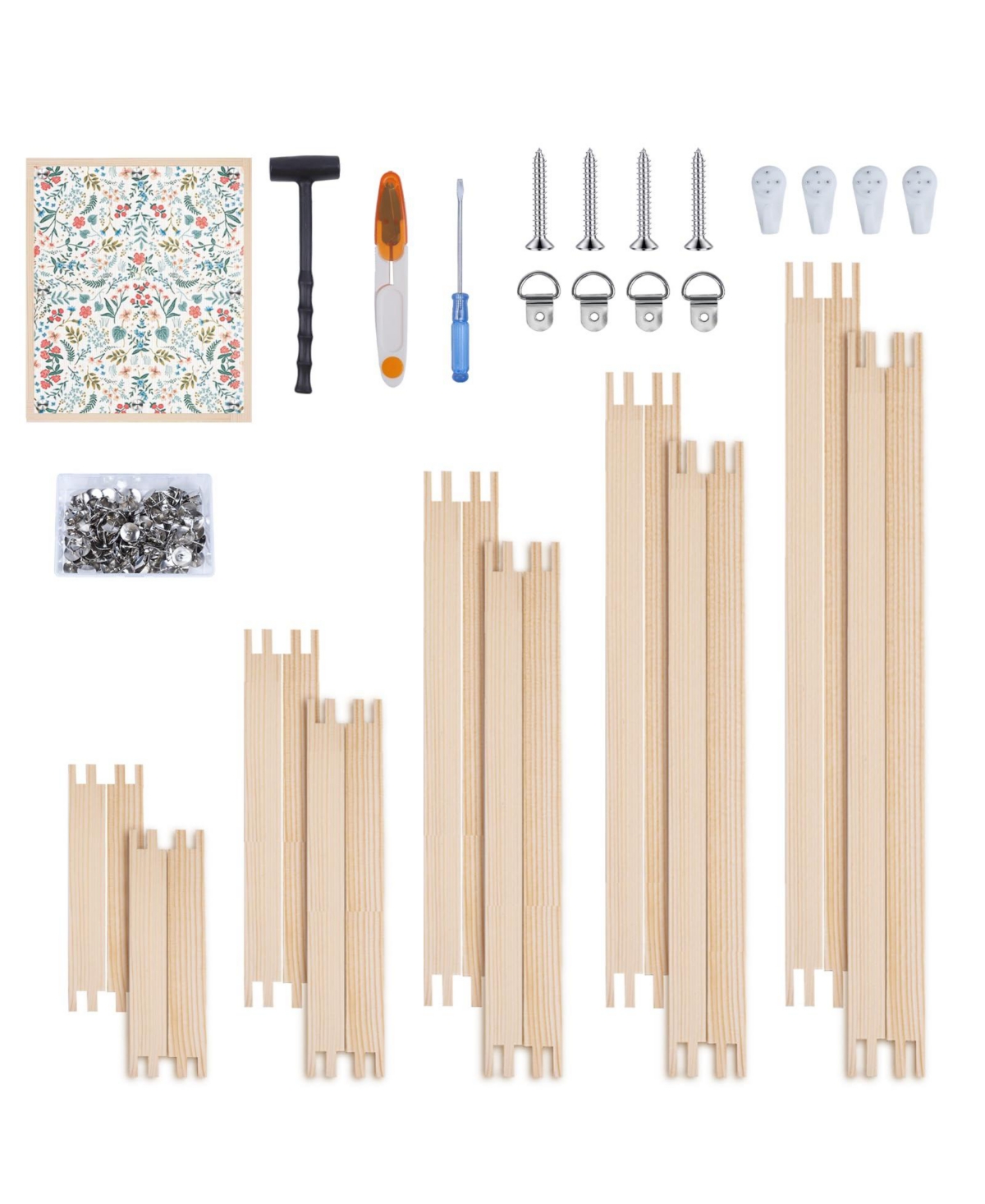 Aeelike Wooden Stretcher Bars Set With Thumb Tacks Tools For Canvas Embroidery Crafts