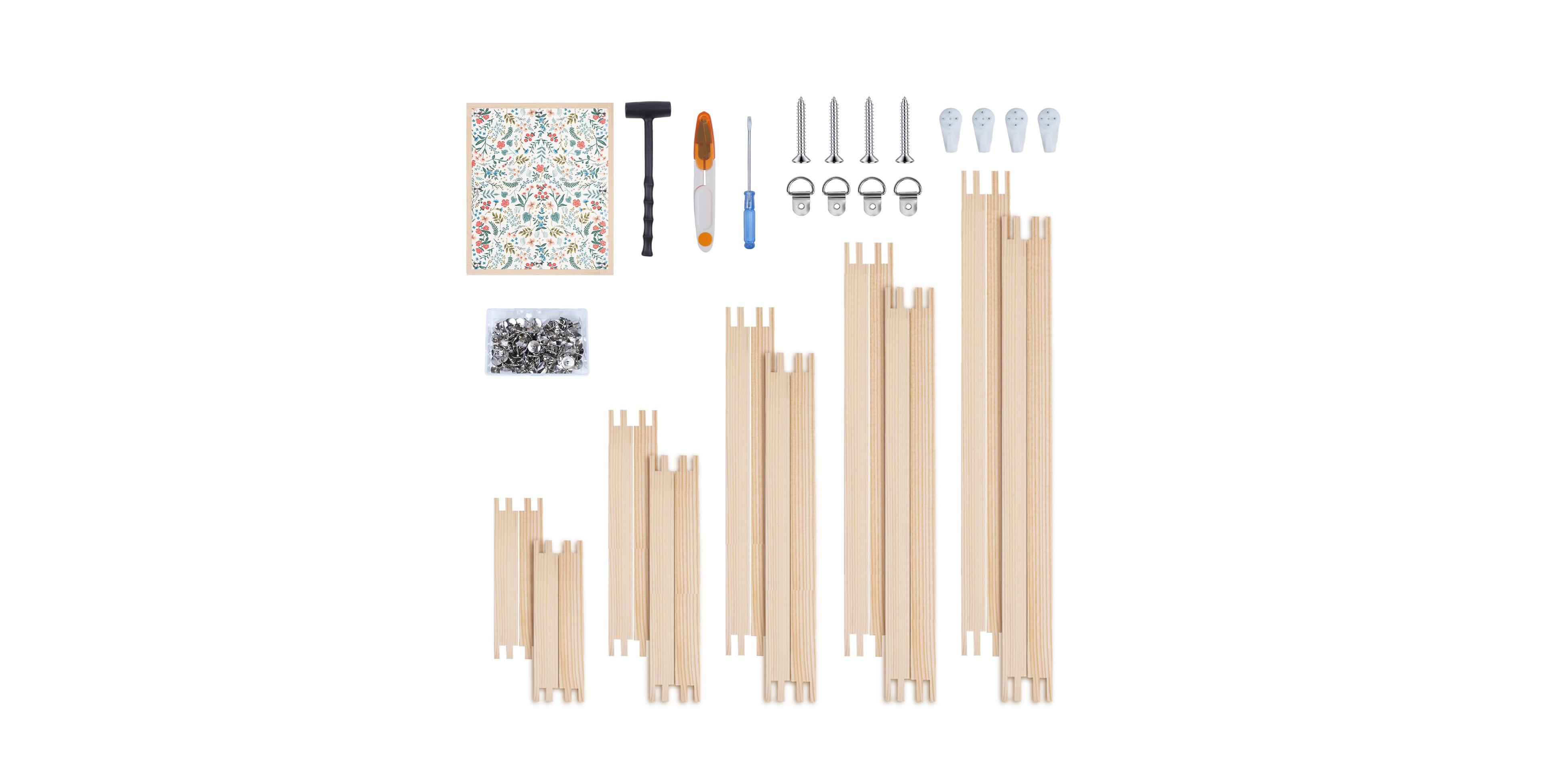 Aeelike Wooden Stretcher Bars Set With Thumb Tacks Tools For Canvas Embroidery Crafts