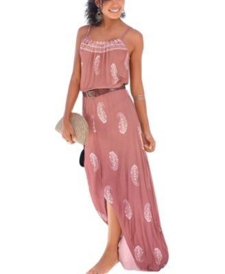 Women's Viscose Paisley-Print High-Low Maxi Dress