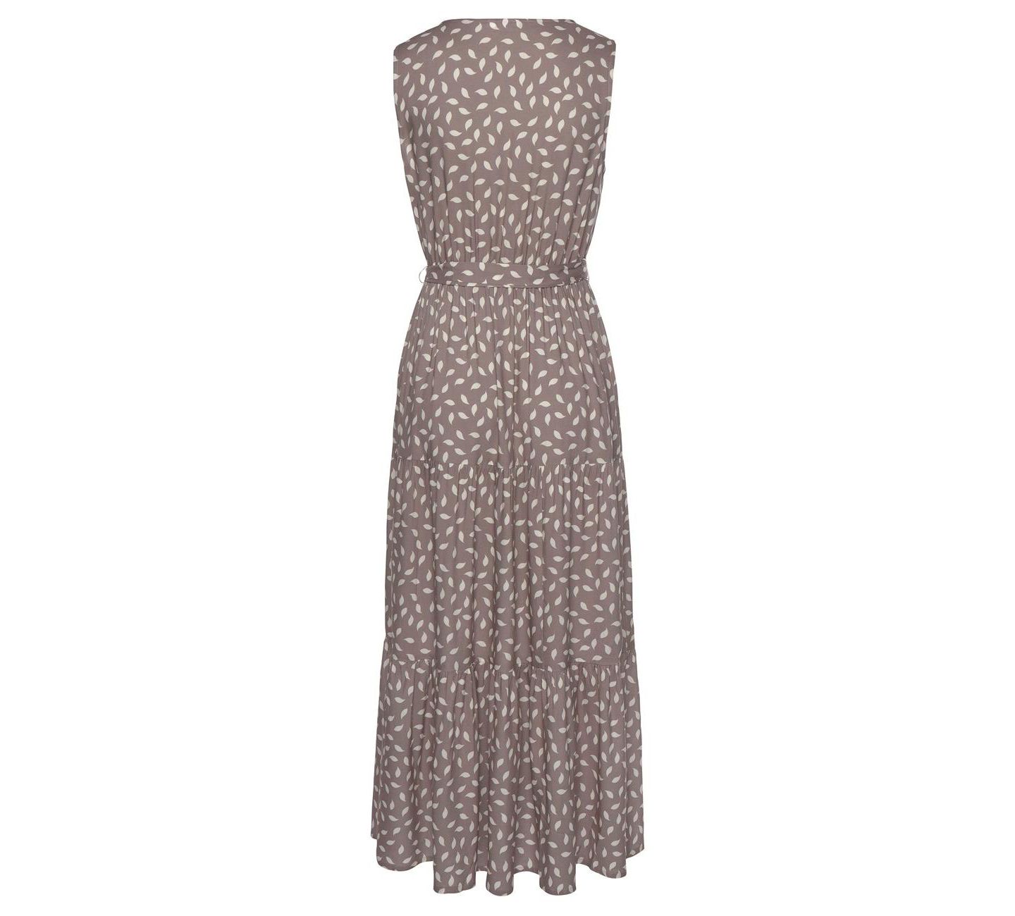 Женское платье Lascana Printed Tiered Elastic-Waist Maxi, цвет: Серо-коричневый — фото 6