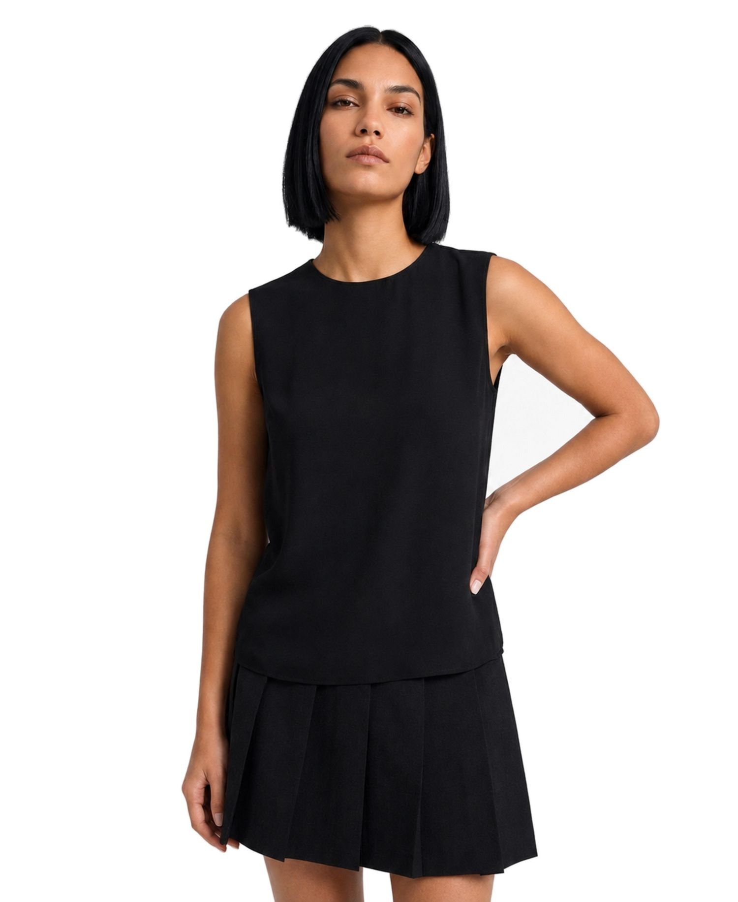 Women's Keyhole Sleeveless Woven Blouse